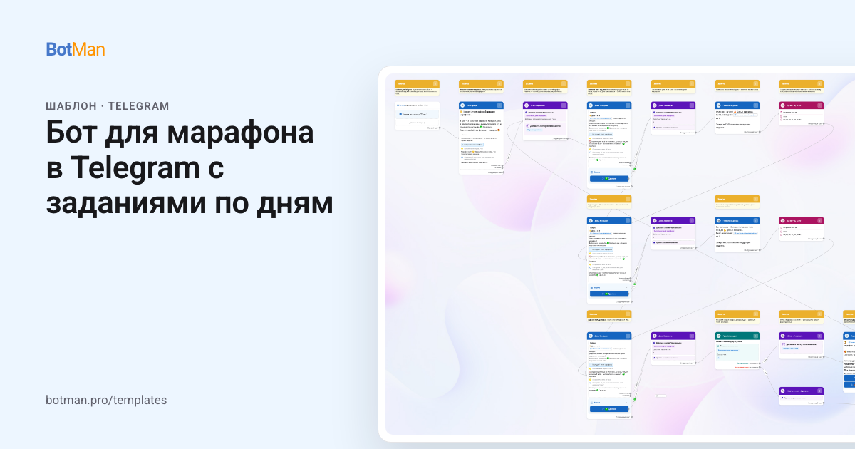 Схема шаблона «Бот для марафона в Telegram с заданиями по дням»
