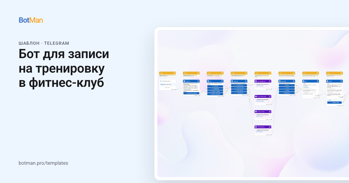 Схема шаблона «Бот для записи на тренировку в фитнес-клуб»
