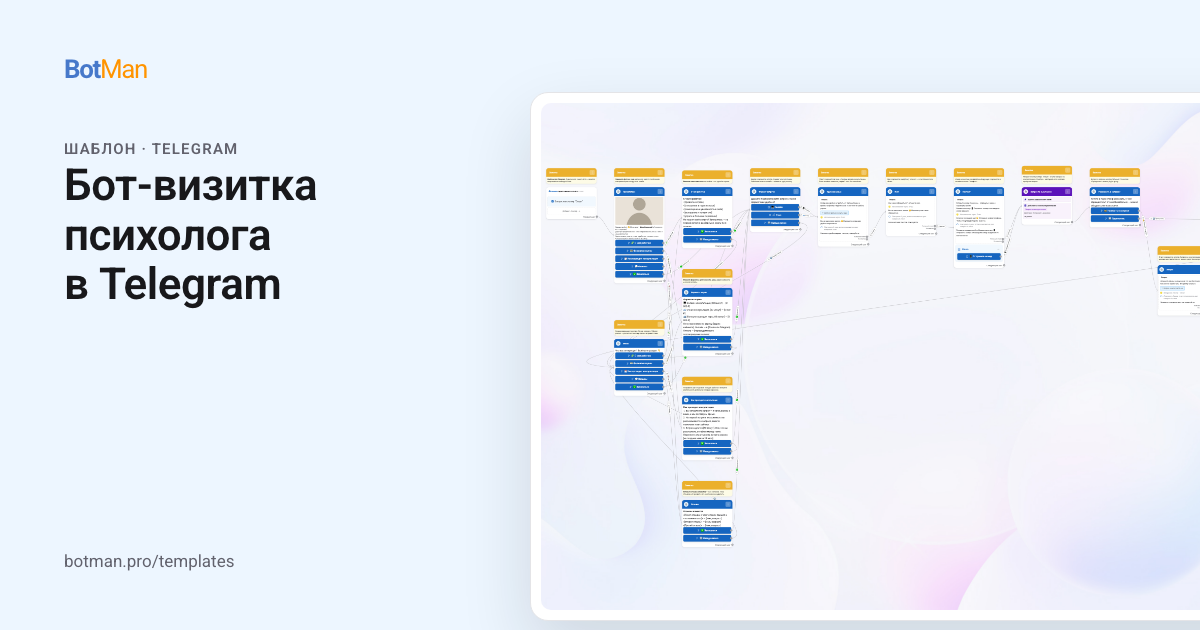 Схема шаблона «Бот-визитка психолога в Telegram»