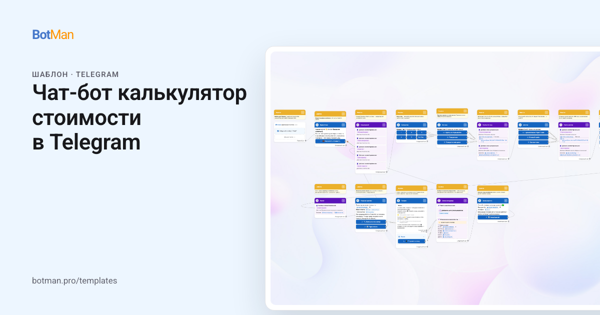 Схема шаблона «Чат-бот калькулятор стоимости в Telegram»